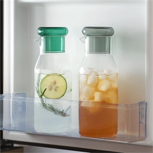 Glass Water Pitcher with Colored Lid for Home Use Water Jug(Clear)