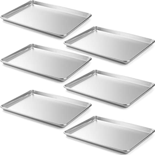 CURTA 6 Pack Aluminum Sheet Pan, NSF Listed Half Size 18 x 13 inch