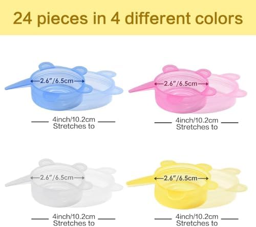 Reusable Silicone Can Lids, 24 Pcs