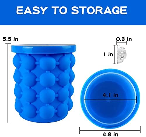 Aoutrow Ice Cube Mold, Silicone Ice Bucket Ice Cup with Lid (2 in 1)