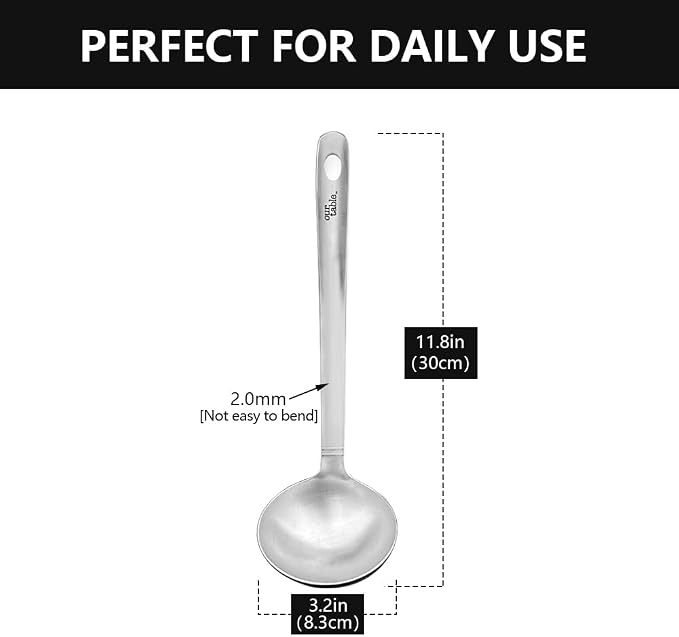 Stainless Steel Kitchen Ladle, Heavy Duty One-Piece Construction Cooking Ladle - Image 7