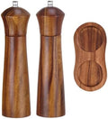 Wooden Salt and Pepper Grinder Set with Tray, 8 Inch, Set of 2