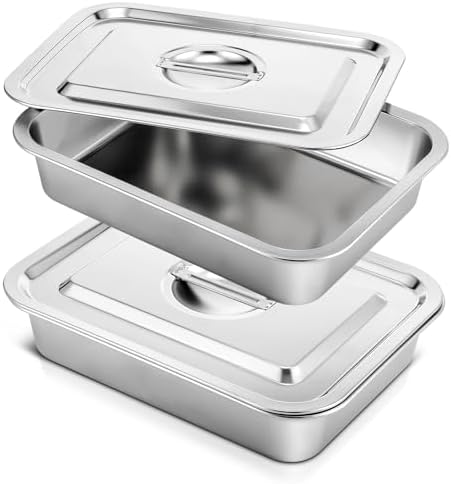 Funnymoom 2 Set Baking Pan with Lids, Stainless Steel