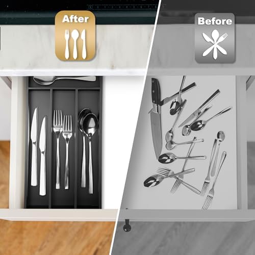 Silverware Organizer Small Bamboo Kitchen Drawer Organizer Utensil