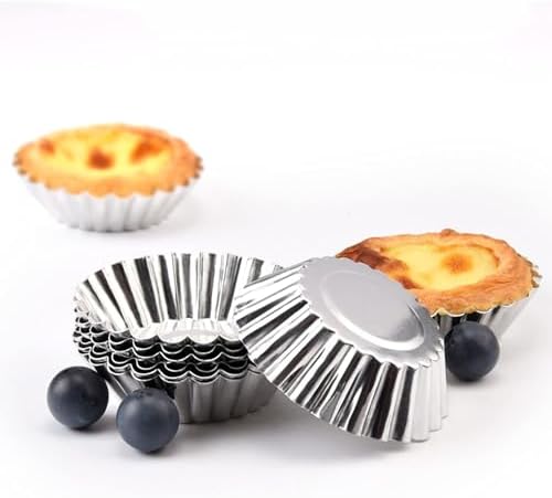 Tosnail 50 Pieces Aluminum Egg Tart Mold Small Tart Pie Tin Mini