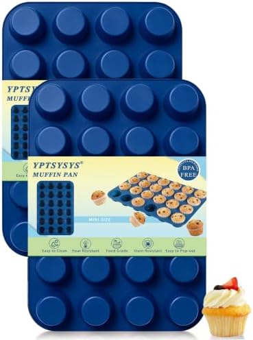 Silicone Muffin Pan Mini Size 24 Cups Cupcake Pan, Nonstick Food Grade