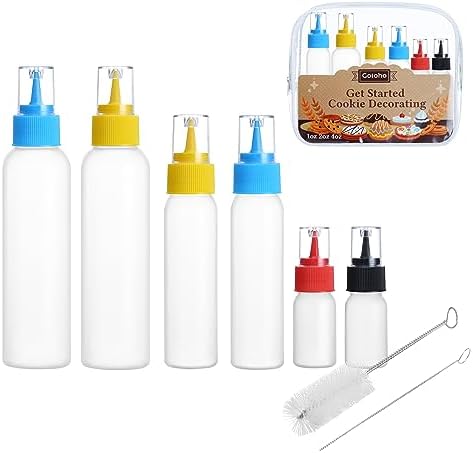 Cookie Icing Bottles, 6 Squeeze Applicators, 1/2/4 Ounces