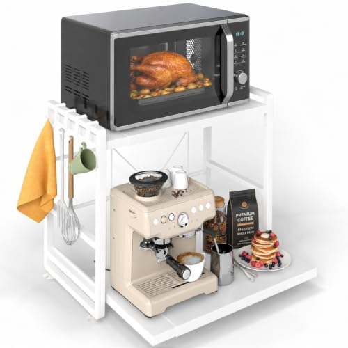 2-Tier Adjustable Microwave Rack, White