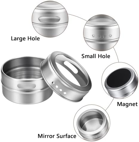 Set of 8 Magnetic Spice Tins with Metal Wall Plates