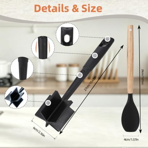 2-Piece Meat Chopper and Silicone Spatula Set, Hamburger Masher,Black