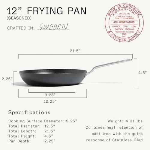 Made In Cookware - Seasoned 12" Carbon Steel Frying Pan - Professional