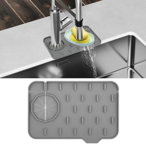 Dimeho Sink Faucet Splash Guard Mat Silicone Soap Dish Pad Faucet