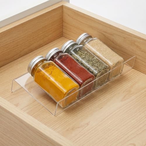 4pcs Expandable Spice Drawer Organizer Rack, Adjustable 4 Tier Insert