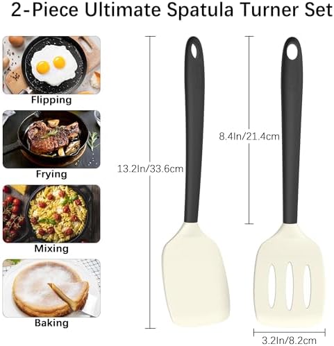 Coukre 2 Pack Silicone Spatula Set,High Heat Resistant, BPA-Free