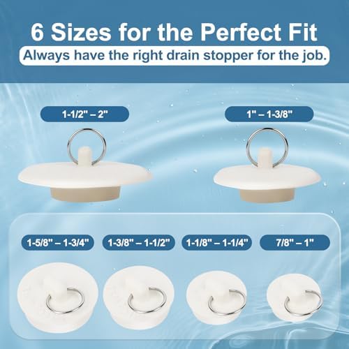 6 Pack Rubber Sink Drain Stoppers