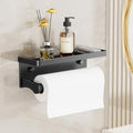Black Wall Mount Paper Towel Holder with Shelf