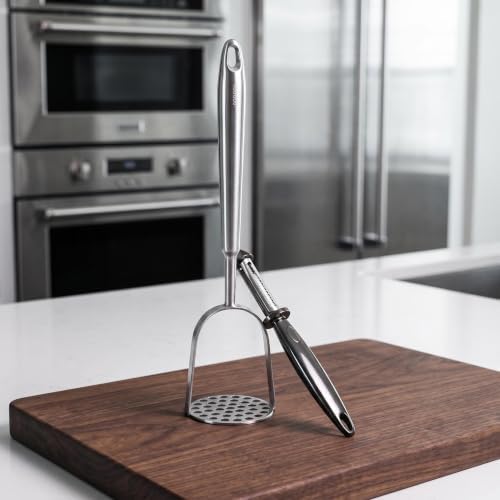 Stainless Steel Potato Masher & 3-in-1 Zinc Alloy Vegetable Peeler Set