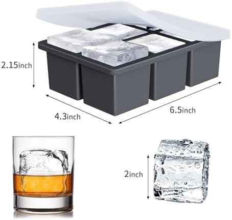Large Ice Cube Tray for Whiskey: FDDBI Silicone Ice Cube Trays with