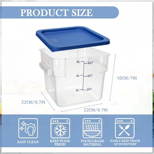 Lallisa 8 Pack 6 Qt Commercial Food Storage Containers with Lids
