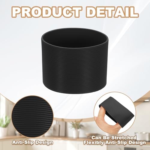 uxcell Silicone Coffee Cup Sleeve, 2 Pcs, Black