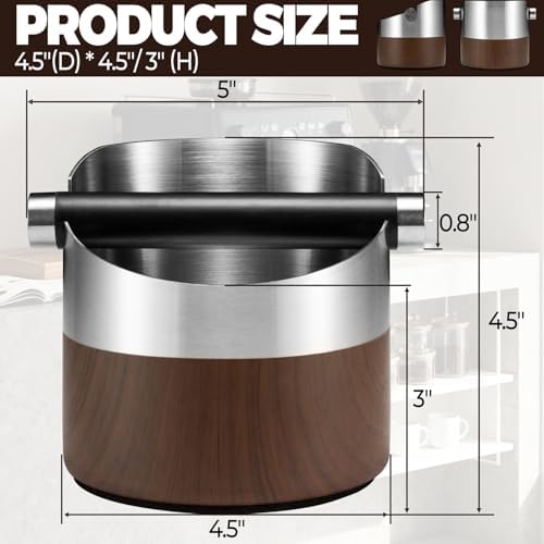 MUTEX Espresso Puck Knock Box in Stainless Steel with Removable Knock