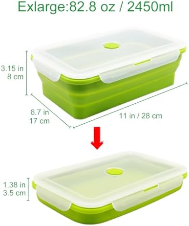 Set of 2 Extra Large Collapsible Silicone Food Storage Containers With