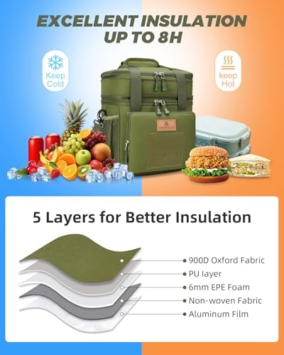 Tactical Lunch Box, Large Expandable Insulated Lunch Bag, Durable