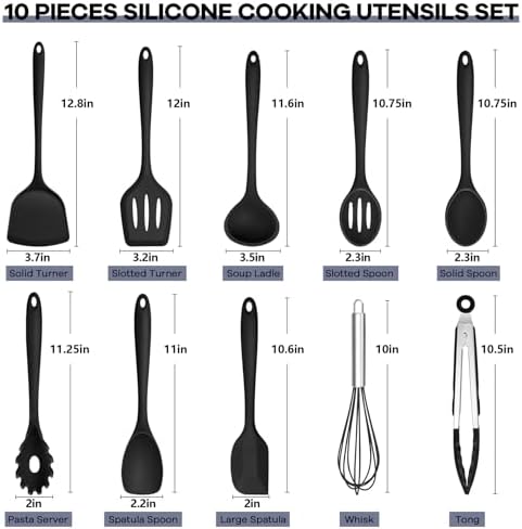 TeamFar 10 pcs Silicone Cooking Utensils Set
