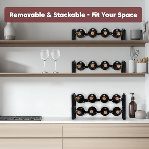 Stackable Wine Rack Countertop, 2 Tier 8 Bottle Wine Holder for
