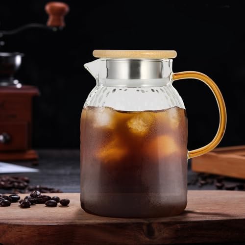 Glass Water Pitcher with Lid, Large Capacity Carafe