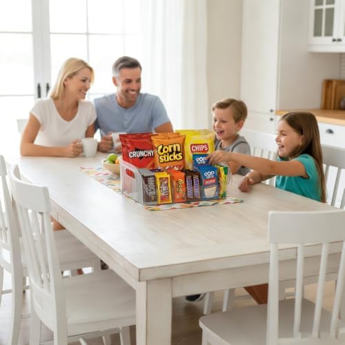 Large Snack Organizer for Countertop, Clear Snack Storage Bin