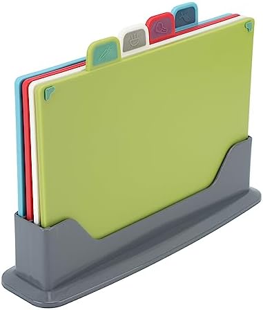 Flexible Plastic Cutting Board Set - 4 Color Coded Boards with Rubber