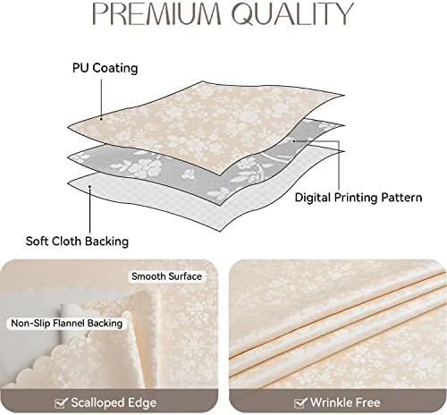 Romanstile Waterproof Vinyl Tablecloth Rectangle, 60 x 84 Inch, Rose
