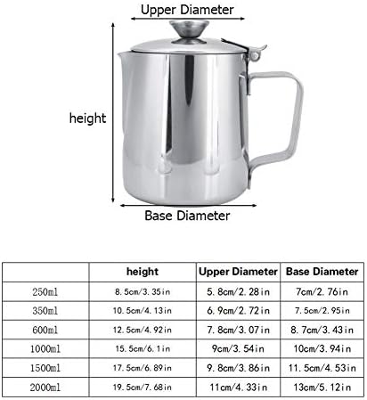 Stainless Steel Coffee Cup Mug Milk Frothing Pitcher Jug with Lid for