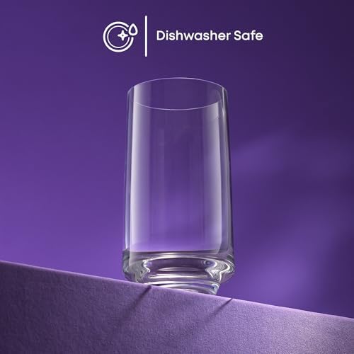 JoyJolt Sidney Highball Glasses Set of 4 | 16 oz Drinking Glasses for