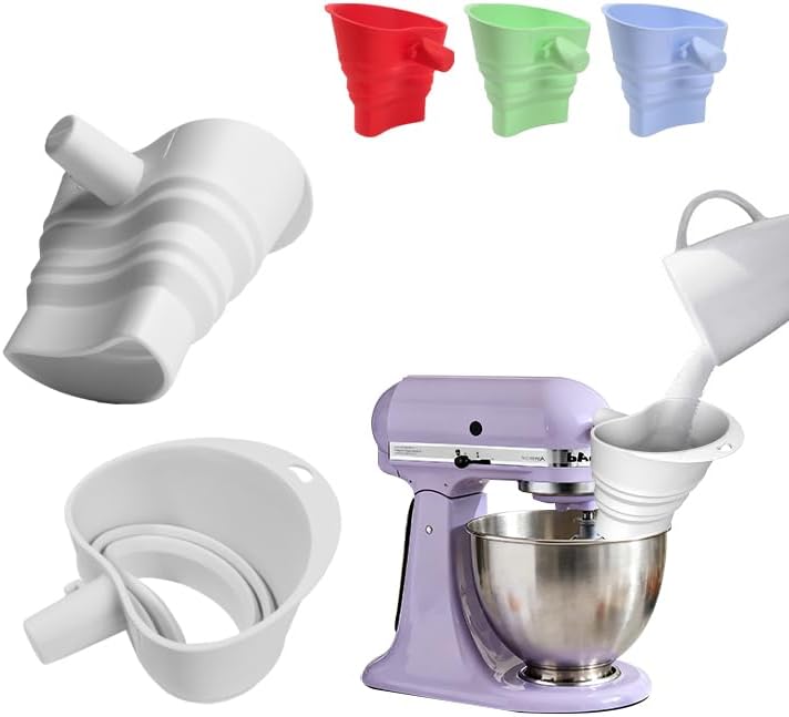 Flour Funnel for Kitchen Aid&Cream Scraper Set, Silicone Food-Grade