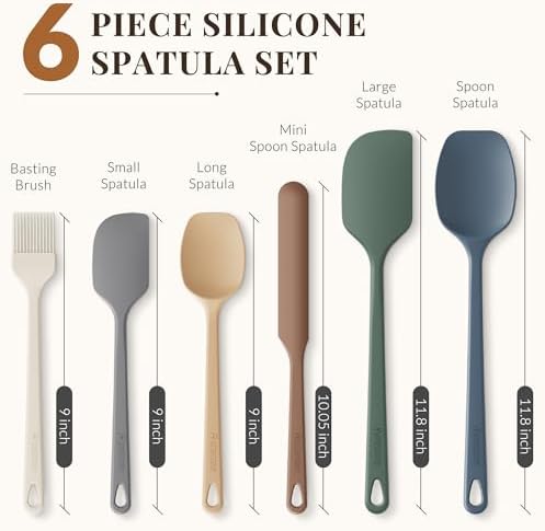 Astercook 6-Piece Silicone Spatula Set, 560°F Heat Resistant Rubber