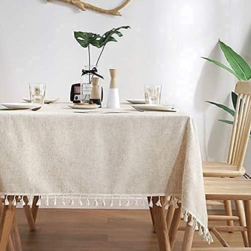 meioro Rectangle Linen Fabric Table Cloth 47 x 63 Inch - Dining Room