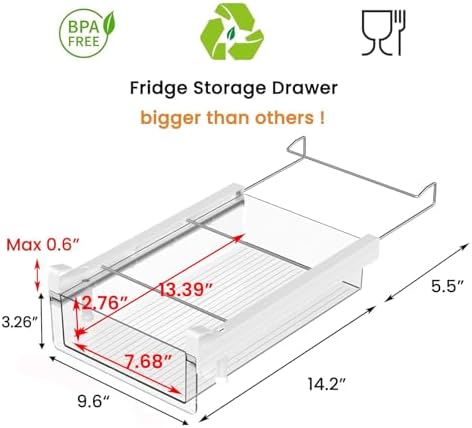 vacane Large Refrigerator Drawer with 28-Grid Egg Tray