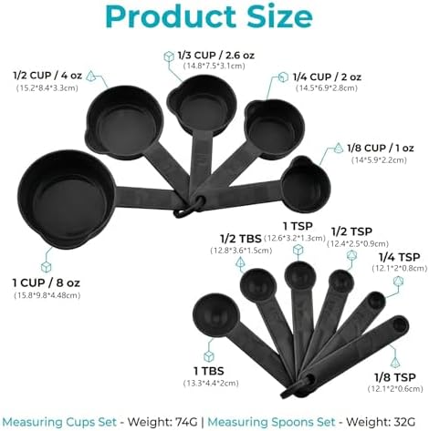 11 Pcs Measuring Cups And Spoons Set - Plastic Nesting For Dry Liquid