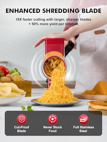 GDL Cheese Grater Shredder, Hand Crank, 4 Blades