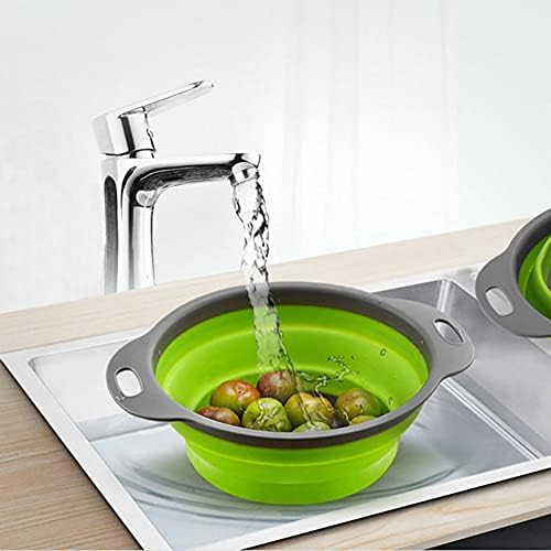 Alnicov 2PCSs Collapsible Colander,Silicone Vegetable/Fruit Flexible