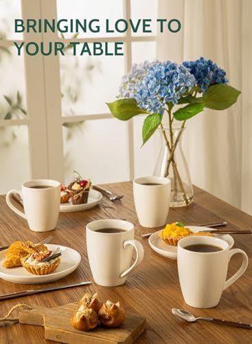Sweese Porcelain Coffee Mugs - 16 Ounce - Set of 6, Cups for Latte