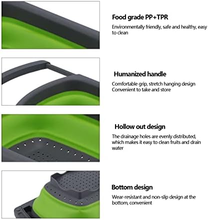 FLEXMAN Collapsible Colander Set, Folding Silicone Drain Basket