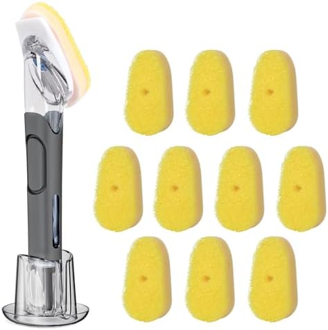 RIMAY Soap Dispensing Dish Brush Set, 10 Sponge Refills