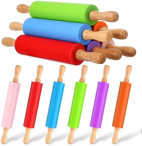 Dandat 6 Pcs Small Rolling Pin Kids 12 Inch Mini Silicone Rolling Pin