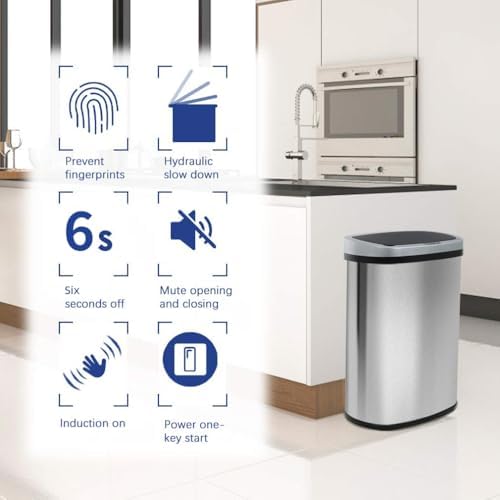 BestOffice 13 Gallon Stainless Steel Trash Can