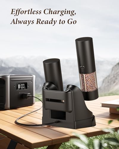 Electric Salt and Pepper Grinder Set, Rechargeable, Charging Base