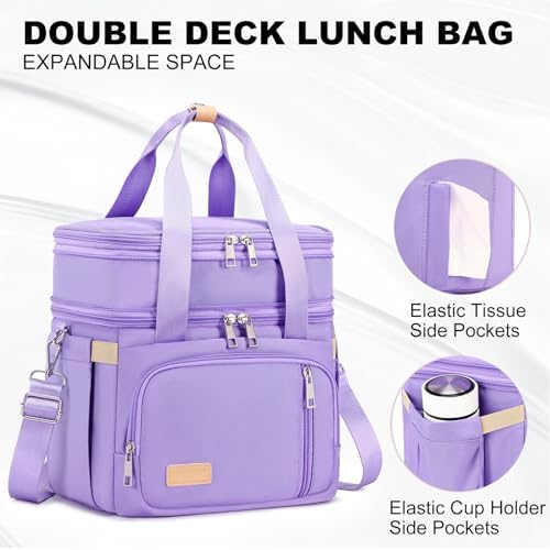 MAPLELILY Lunch Box for Men Women - Double Deck Insulated Lunch Bag