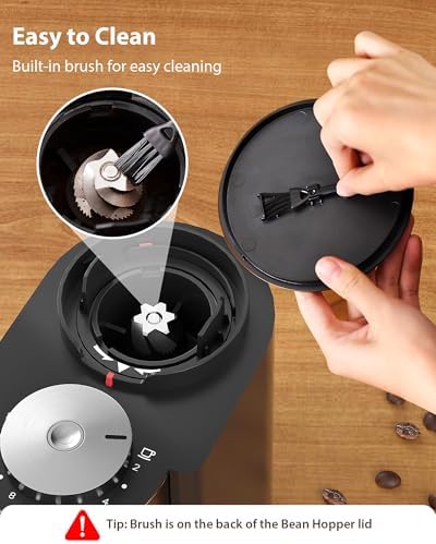 Aromaster Burr Coffee Grinder, 25 Settings, Black